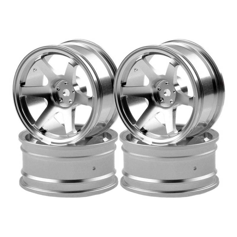 Kueohse 4P Alufelge mit 6 Speichen für RC 1/10 On-Road 1052 Drift TE37+, Silber von Kueohse