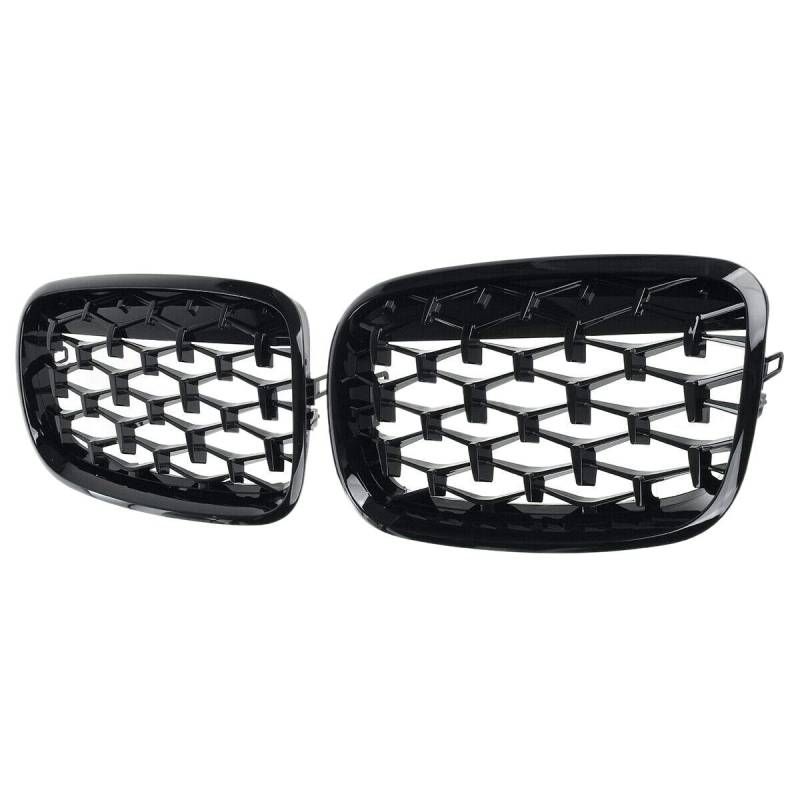 Kueohse Auto Diamant Gitter Front Nieren Gitter Chrom Mesh KüHlergrill für E70 E71 E72 X5 X6 2007-2013 Schwarz von Kueohse