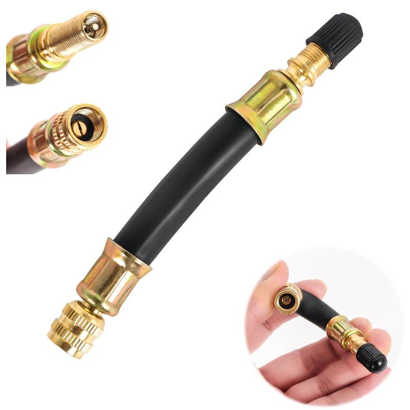 Universal Flexible Tire Valve Extenders, Flexible Gummi-Verlängerung für Reifenventil-Adapter mit Ventilkappe, Reifenventilverlängerung für universelle Autos LKWs Motorräder Fahrräder (100mm) von KufaerBeam