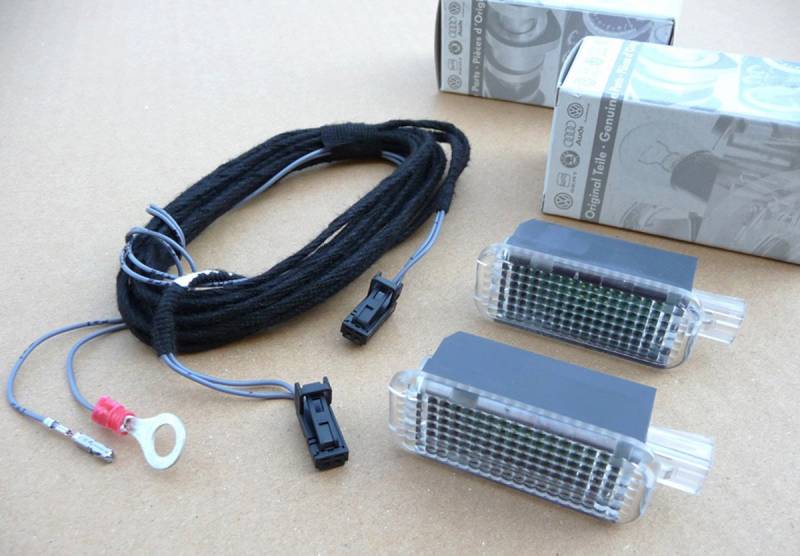 LED Fußraumbeleuchtung hinten Kompatibel mit Golf 5 Passat 3C Touran Jetta Polo 6R Sharan LED Leuchten Kabel Nachrüstung von KUFATEC