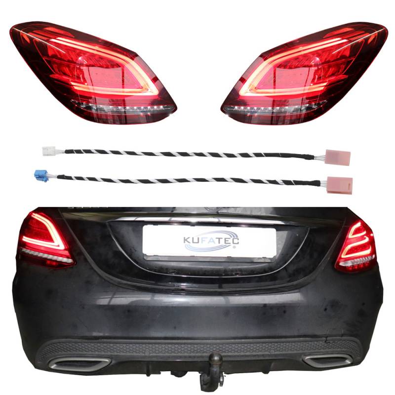 Original Kufatec Komplett-Set Facelift MOPF LED Rückleuchten + Adapter Kabel Plug & Play für Mercedes C-Klasse W205 Limousine von KUFATEC GmbH & Co. KG