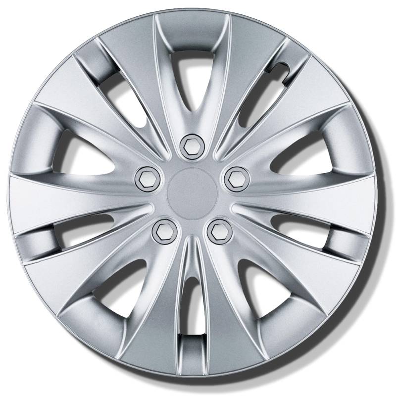 Radkappen 15 Zoll - Silber Radzierblenden 4er-Set von 13-16 Zoll - Stormer Radblenden für Stahlfelgen - Zierkappen in Schwarz oder Silber - Felgenabdeckung für Autofelgen von Kuglo