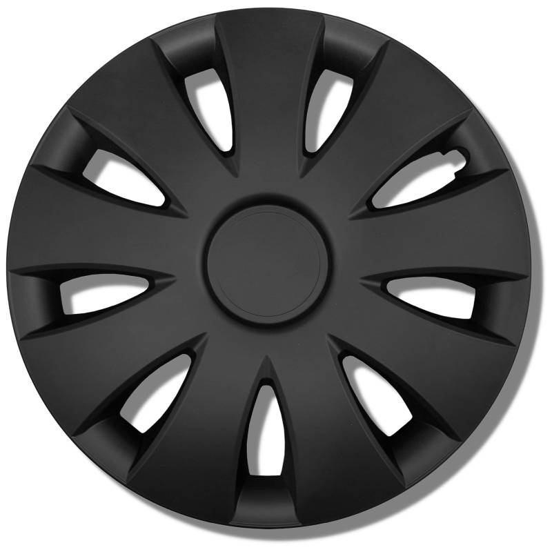Radkappen schwarz matt 13 Zoll - Radzierblenden für Stahlfelgen - Alufelgen Look Radblenden Für die meisten Marken und Felgen - Europäisches Produkt aus recyceltem Kunststoff - 4er Set Zierkappen von Kuglo