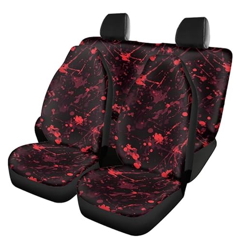 Kuiaobaty 4 Stück/Set Gothic Blutfleck Autositzschutz, Halloween Graffiti Sitzschoner Autositzzubehör Universal Fit 5-Sitzer Limousine SUV von Kuiaobaty