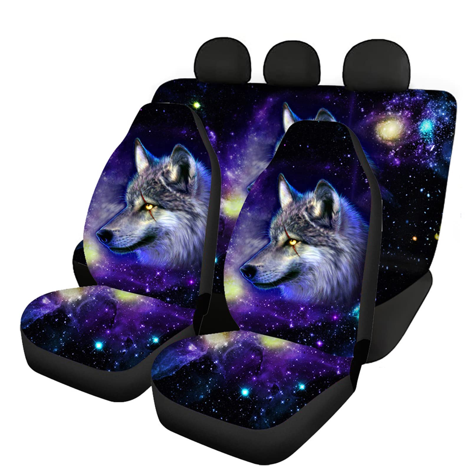 Kuiaobaty Galaxy Wolf Full Set Front & Rear Car Seat Cover, Tribal Grey Wolves Animal Stars Space Auto Accessory Armrest & Seat Release/Lever Compatible Purple Black Kuiaobaty Galaxy Wolf Full Set Front & Rear Car Seat Cover, Tribal Grey Wolves Animal Stars Space Auto Accessory Armrest & Seat Release/Lever Compatible Purple Black von Kuiaobaty