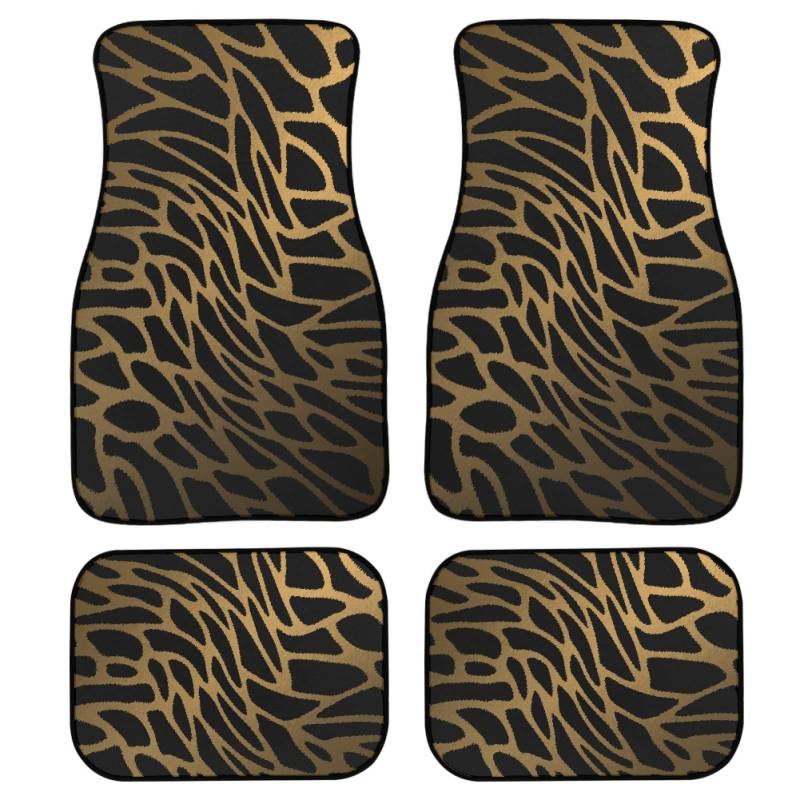 Kuiaobaty Giraffen-Textur-Fußmatten für vorne und hinten, komplettes Set, braun, rutschfeste Gummi-Unterseite, Fersenpolster, Autozubehör, Teppiche von Kuiaobaty