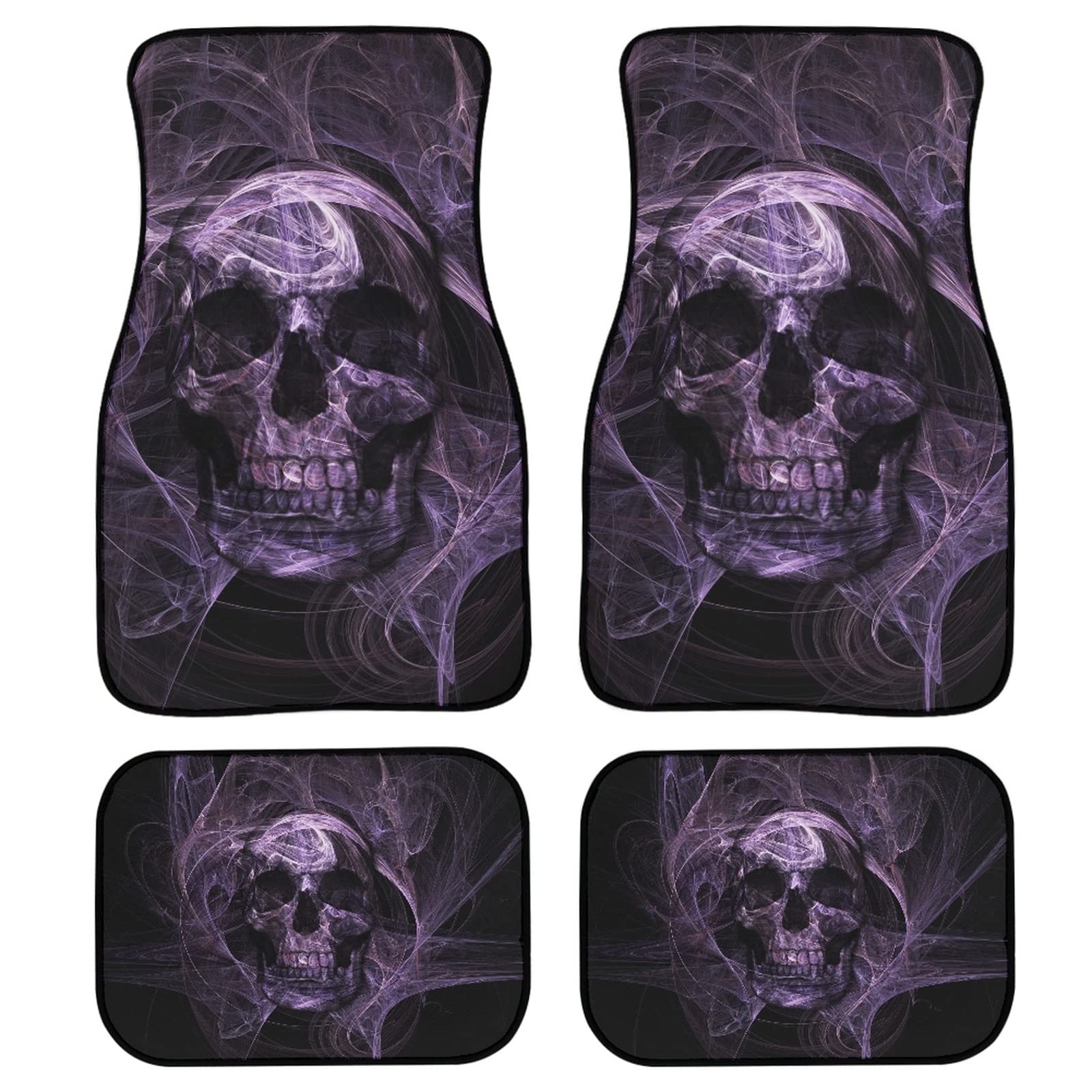 Kuiaobaty Skulls rutschfeste Auto-Fußmatten, schwarz, lila Smoke Skull Premium Teppich Gothic Universal passend für die meisten Autos, Lieferwagen, LKWs, Limousinen von Kuiaobaty