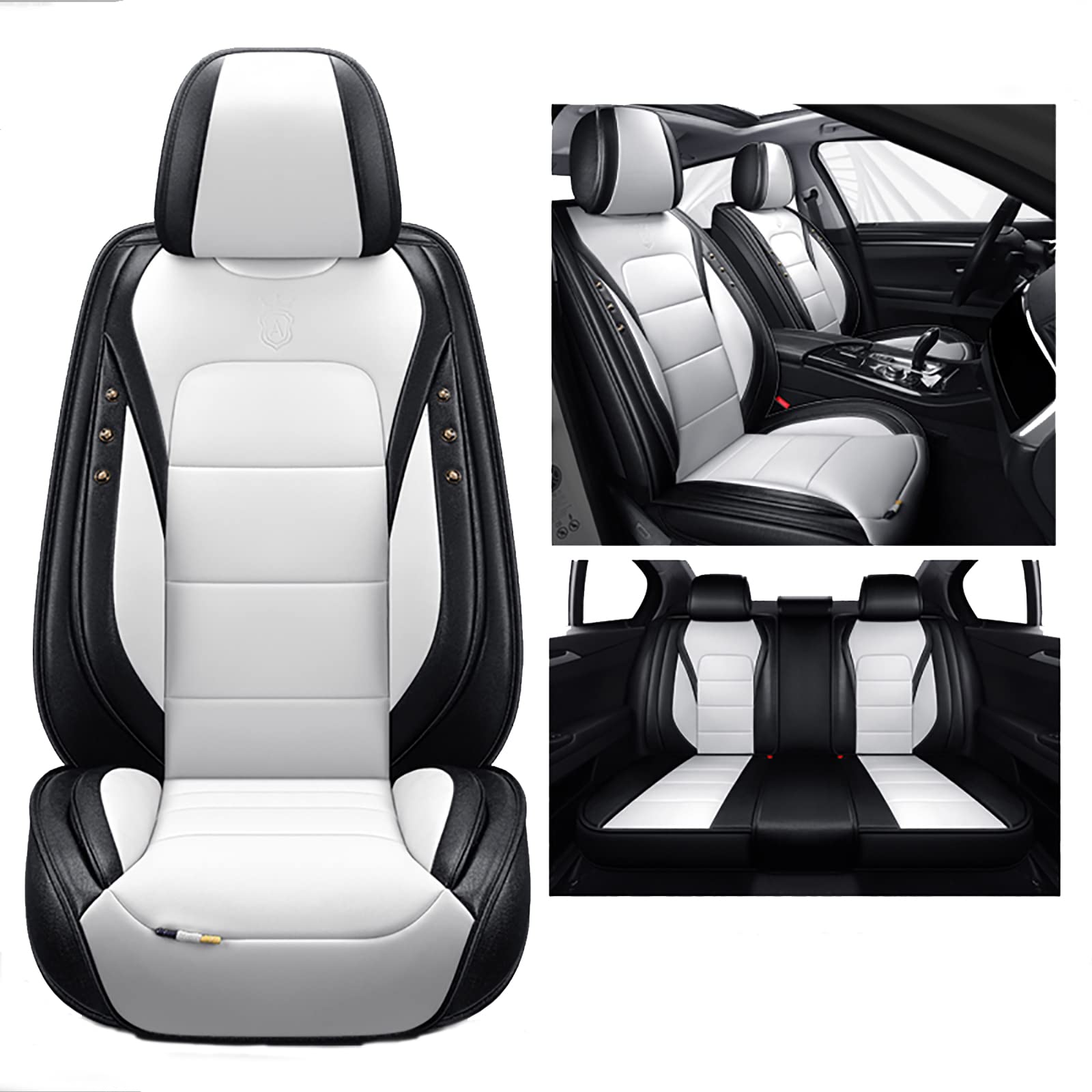 Kuifan Sitzbezüge Auto Autositzbezüge Universal Set für Peugeot 206 CC SW 207 208 307 CC/3008 Auto Zubehör，Weiß von Kuifan