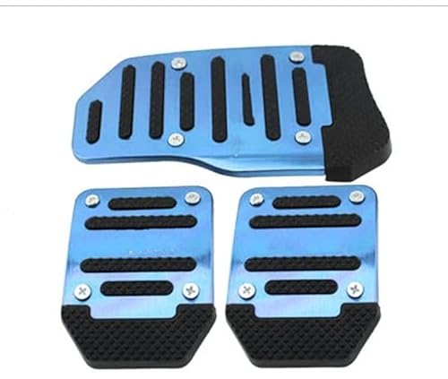 Auto-Pedale-Abdeckung 3 * /Set Universal-Autopedalabdeckung Aluminium Automatikgetriebe Bremskraftstoff Gas Fußpolster Set Kit Pedale rutschfeste Werkzeuge Auto Fußpedalabdeckung(Blue Set) von Kuiofek