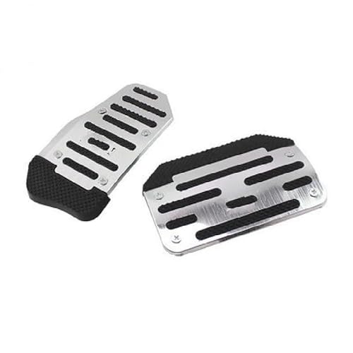 Auto-Pedale-Abdeckung Aluminium-Automatikgetriebe-Autopedalabdeckung, Universelles Bremskraftstoff-Gas-Fußpolster-Set, rutschfeste Werkzeuge Auto Fußpedalabdeckung(at Silver) von Kuiofek