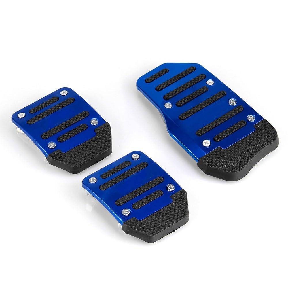 Auto-Pedale-Abdeckung Auto Pedal Abdeckung Set Kit Aluminium Manuelle Übertragung Universal Auto Non-Slip 3 * Auto Fußpedalabdeckung(Blue) von Kuiofek