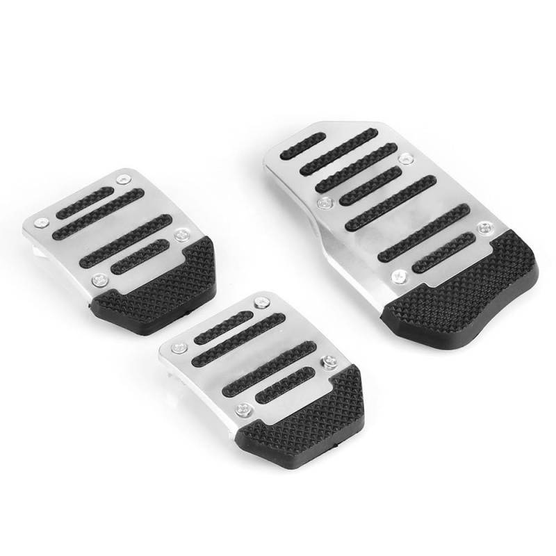 Auto-Pedale-Abdeckung Auto Pedal Abdeckung Set Kit Aluminium Manuelle Übertragung Universal Auto Non-Slip 3 * Auto Fußpedalabdeckung(Silver) von Kuiofek