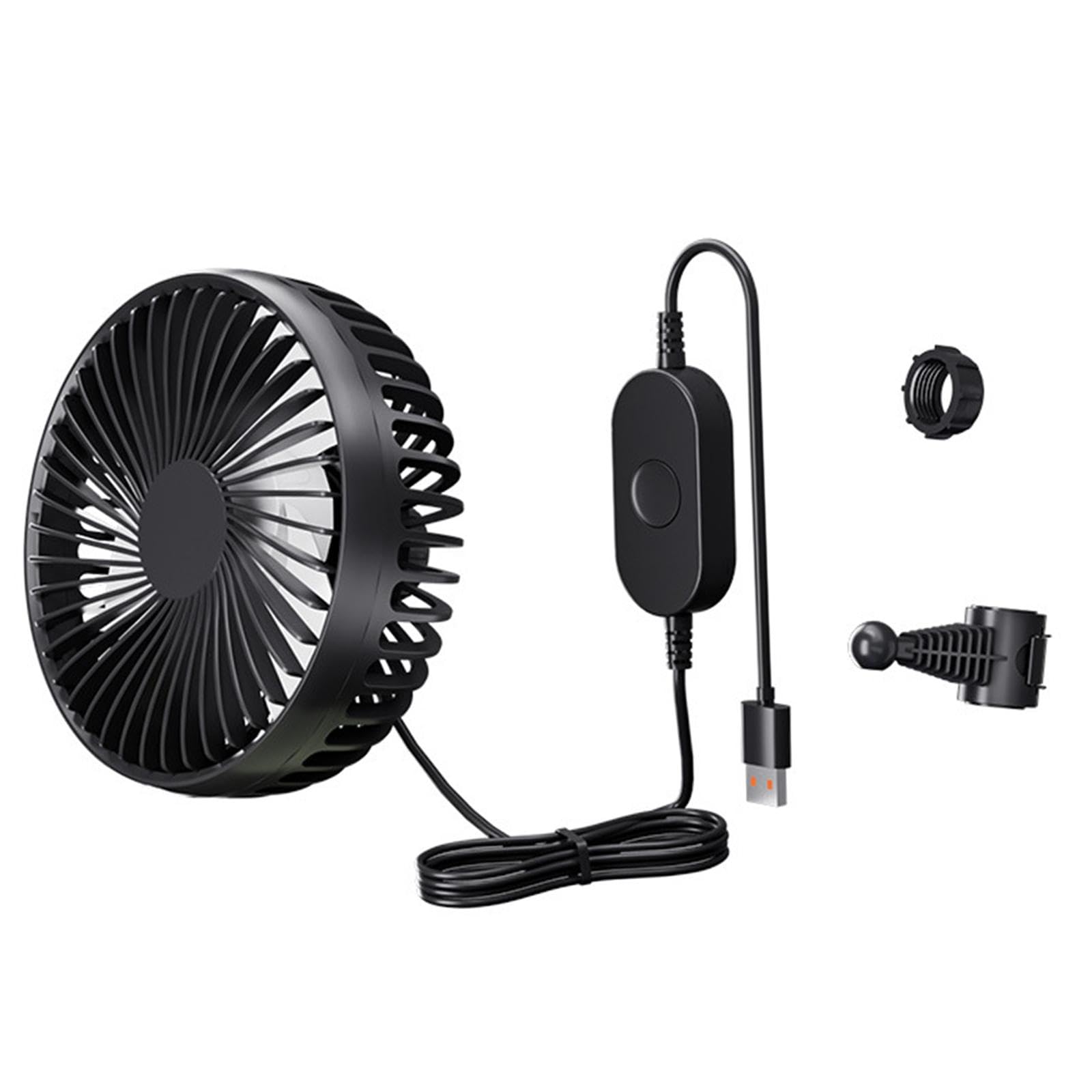 Kuntesetty USB Fahrzeuglüfter mit Kopfstützenhalterung, einstellbare Geschwindigkeit für Rücksitz, 12V und 24V, Schwarz Kuntesetty USB Fahrzeuglüfter mit Kopfstützenhalterung, einstellbare Geschwindigkeit für Rücksitz, 12V und 24V, Schwarz von Kuntesetty