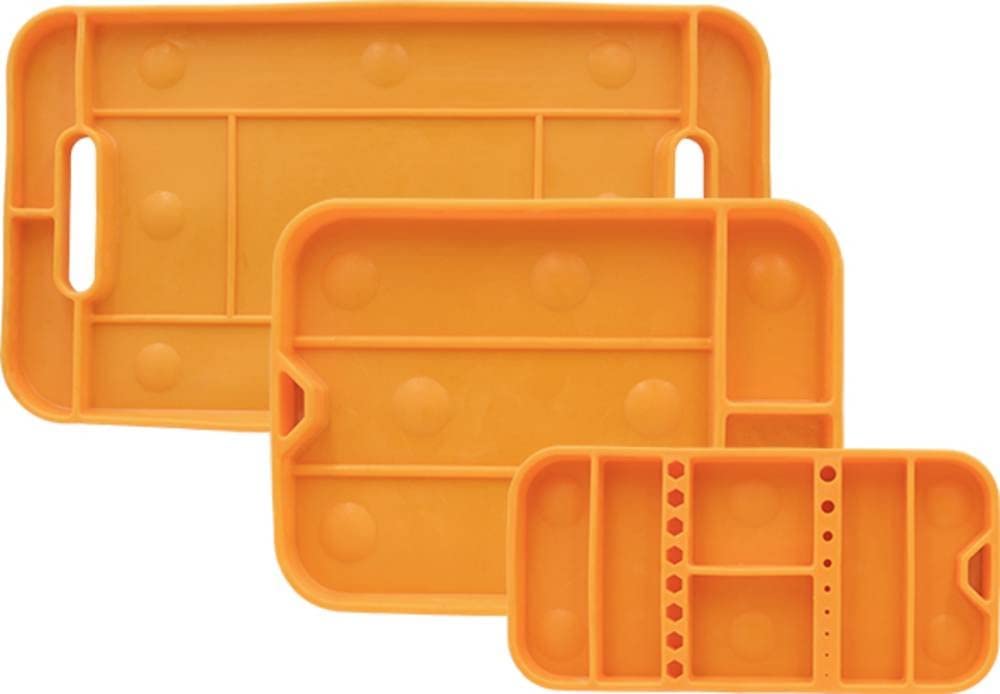 KUNZER 7FWA3 Flexible Werkzeugablage 3-teilig – Gummi-Silikon – Werkzeugbedarf – für Schrauben und Muttern – Orange von Kunzer