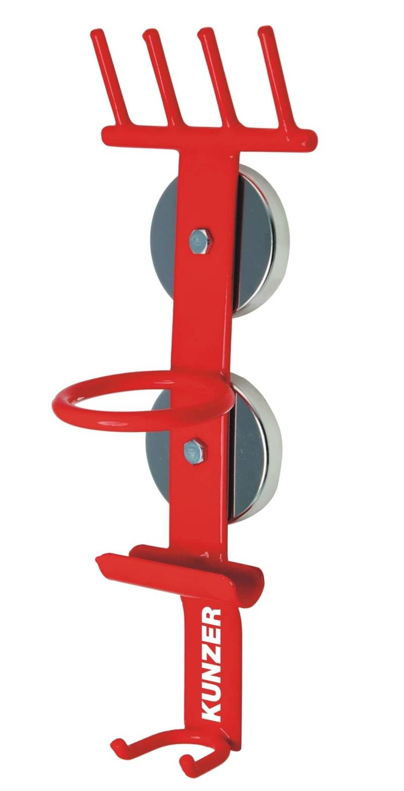 Kunzer 7MHG01 Magnethalter, leichte Ausführung, gekröpft - Farbe Rot - platzsparend & praktisch für Radwechsel-Werkzeug von Kunzer