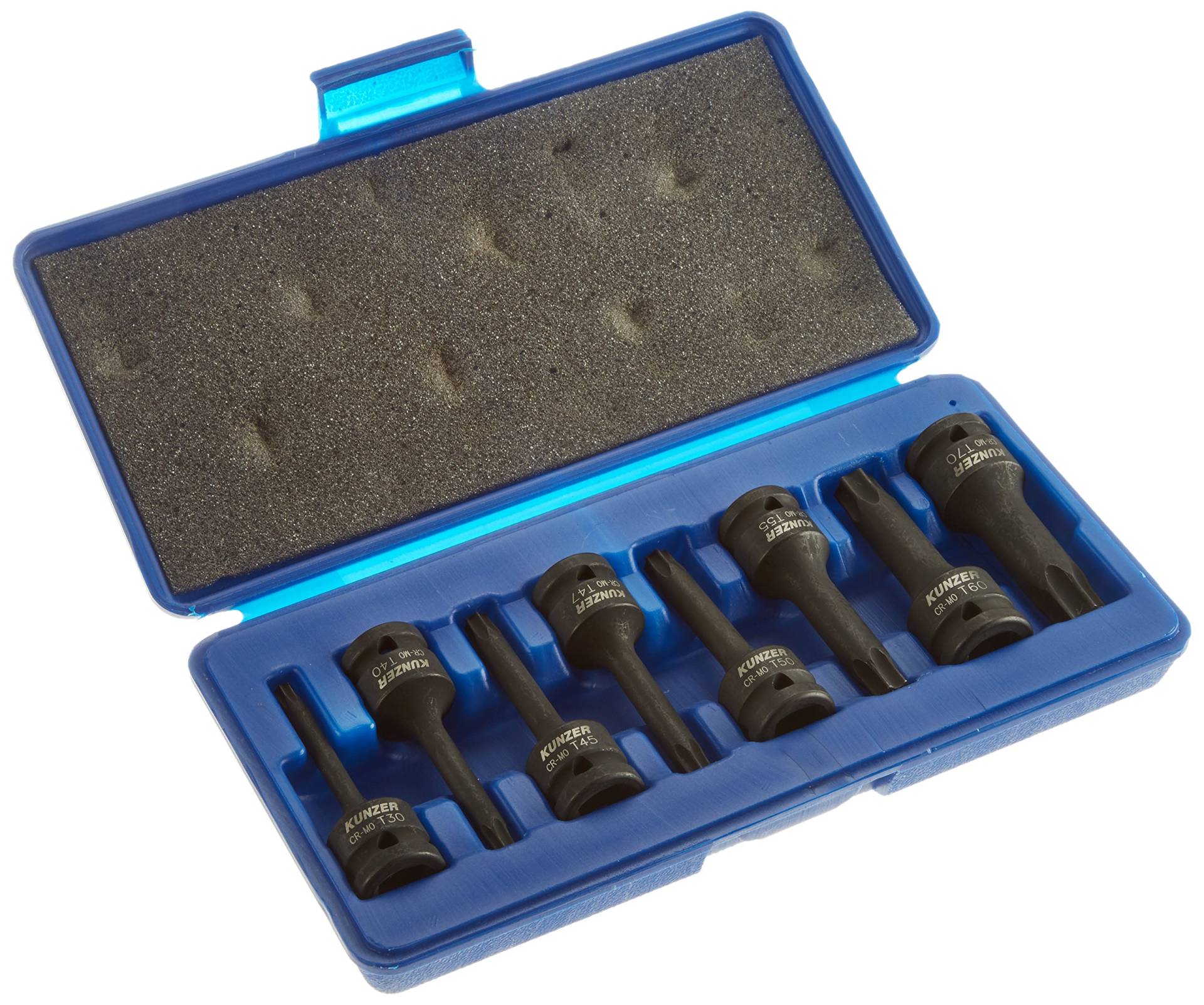 Kunzer 7SST08 Schlagschraubereinsätze 1/2", 8-teilig für TX-Profile- wertiges Nuss-Set aus CrMo-Stahl - mit Koffer Kunzer 7SST08 Schlagschraubereinsätze 1/2", 8-teilig für TX-Profile- wertiges Nuss-Set aus CrMo-Stahl - mit Koffer von Kunzer