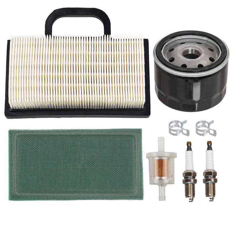 Kurihina Kompatibel mit Luftfilter Vorfilter Öl Kraftstofffilter Zündkerzen-Set Für John Deere L120 Z425 X130R X165 L118 MIU11286 GY20575 499486 499486S Rasenmäher von Kurihina