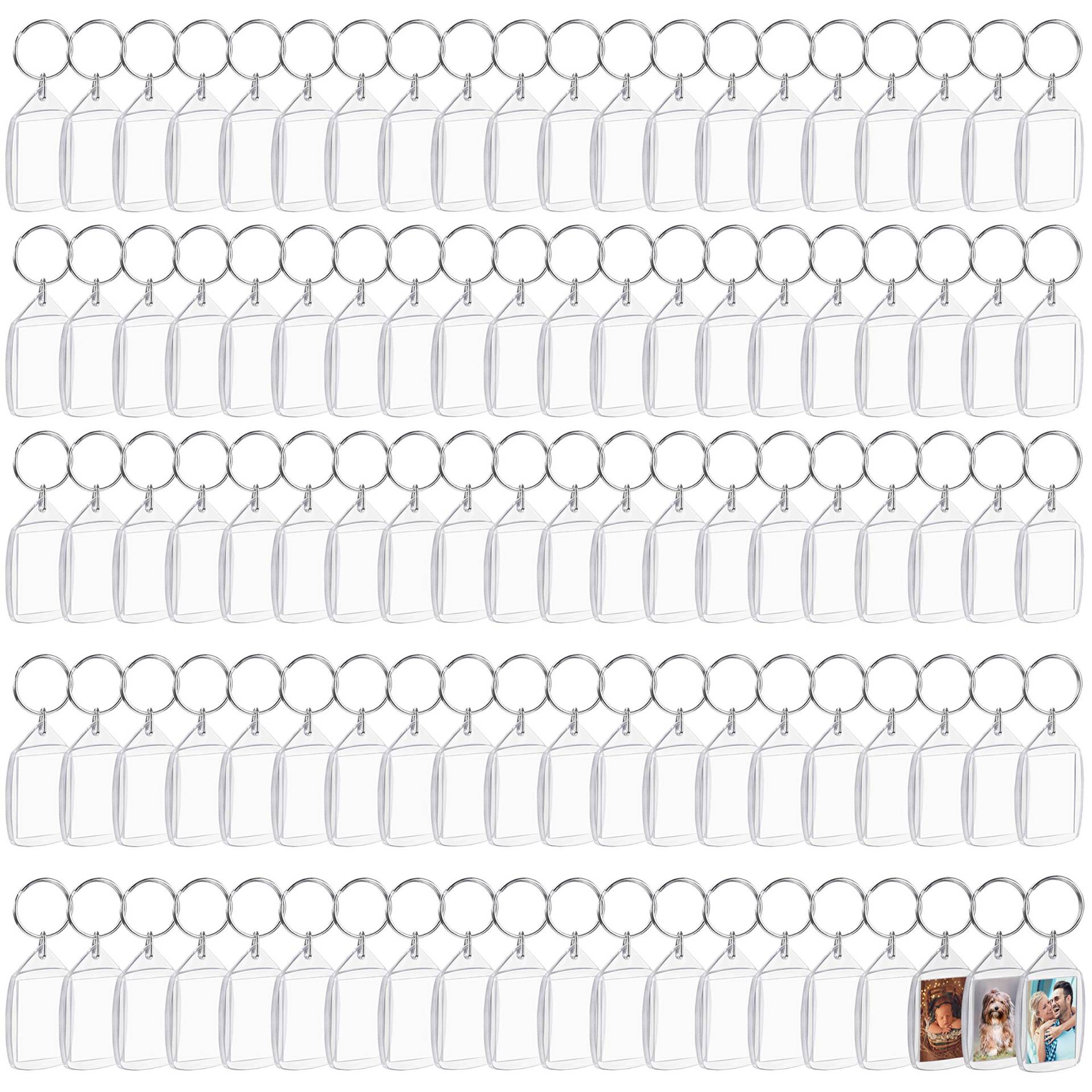 Kurtzy Schlüsselanhänger mit Foto doppelseitig (100 Stück) 5,4 x 3,4 cm Personalisierter Schlüsselanhänger Foto Selber Machen - Durchsichtige Acryl Schlüsselanhänger Bilderrahmen für Familie & Paare von Kurtzy