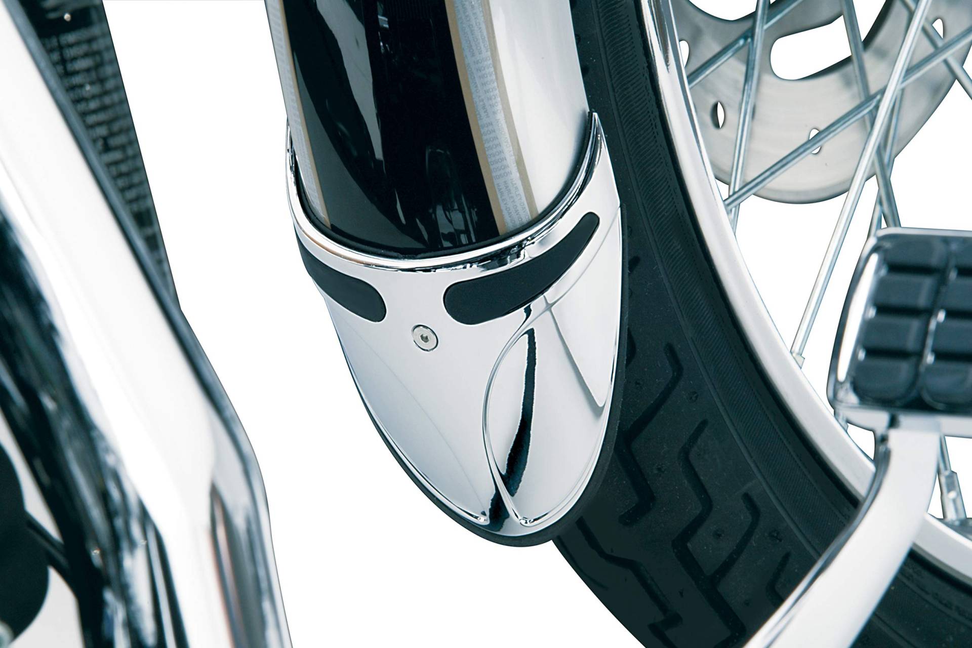Kuryakyn 9016 Motorrad-Akzent-Zubehör: Kotflügel-Verlängerung an schmalen vorderen Kotflügeln, für Harley-Davidson Motorräder, Chrom von Kuryakyn