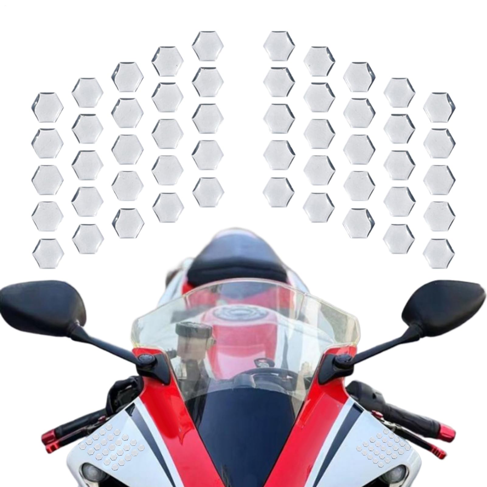 Kustimantu Dirt Bike Stickers | 2er Set Motorrad Seitendeckel Schutzfolie - 3D-Hexagon Motorrad Schutzpad Wasserdichtes Zubehör Für Damen Tank von Kustimantu