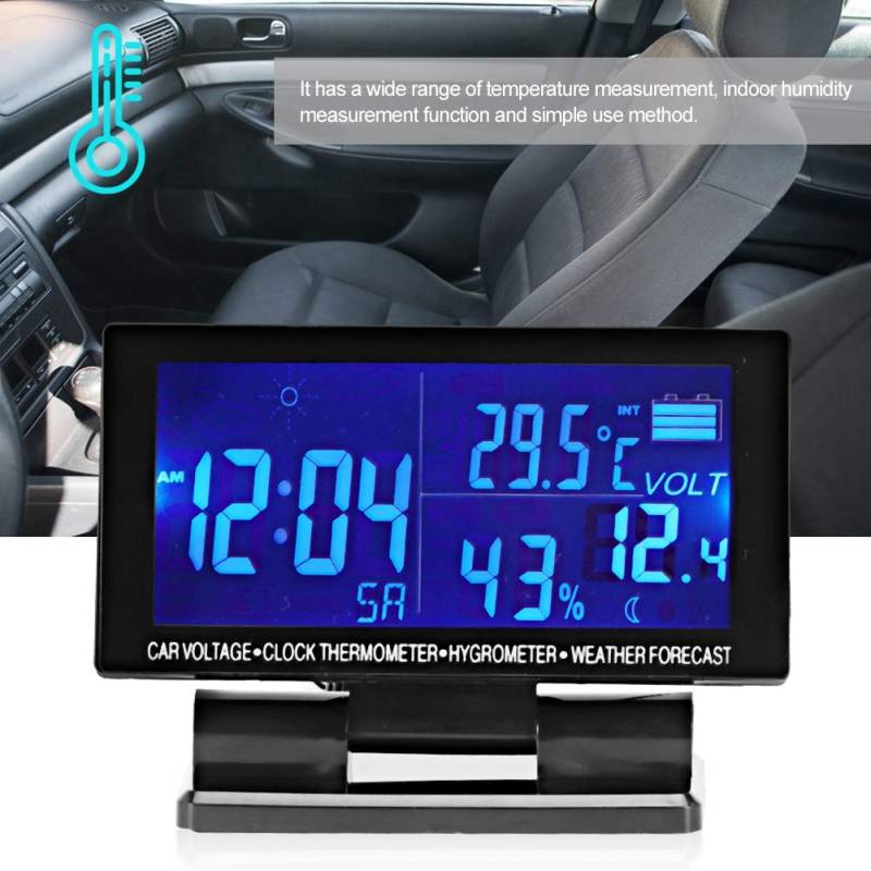 Auto Uhr - Digitale Thermometer Hygrometer Fahrzeugvoltmeter Mit Wettervorhersage von Kuuleyn