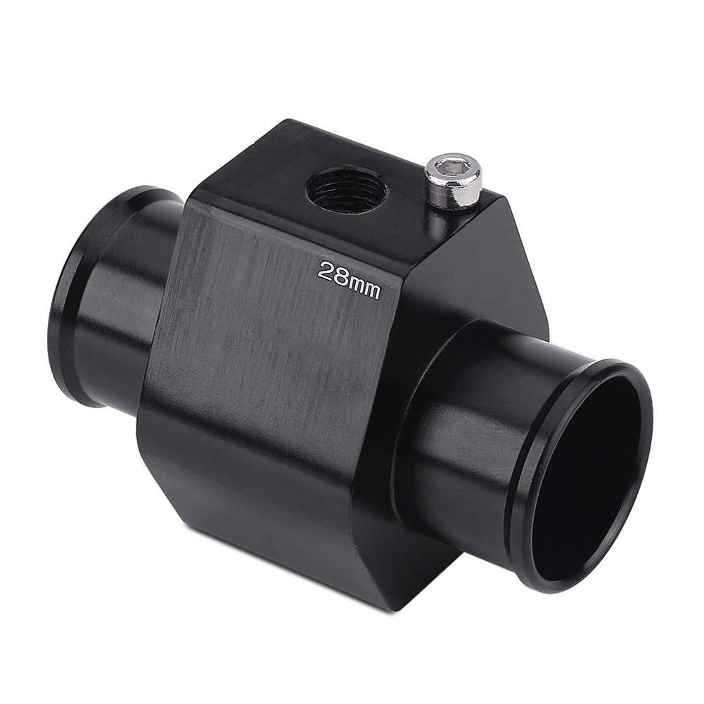 Kuuleyn Aluminium Wassertemperatur-Verbindungsrohr, Aluminium-Wassertemperatur-Temperatur-Verbindungsrohr Schlauchsensor-Messadapter - Schwarz(28MM) von Kuuleyn