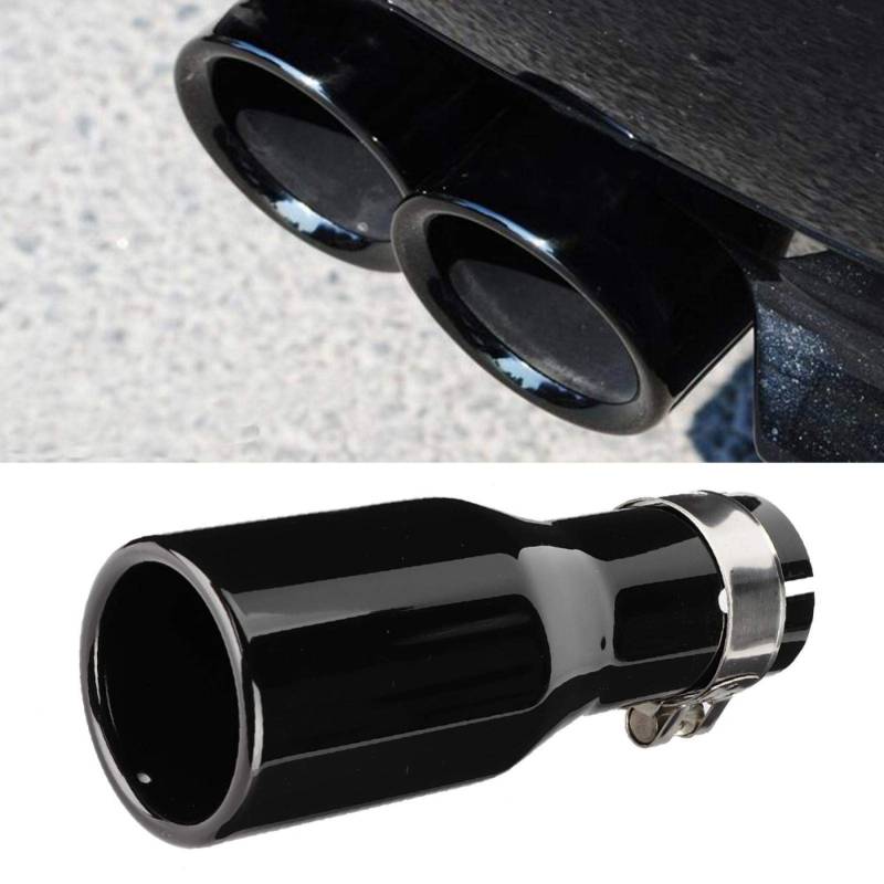 Auspuff Endrohre, Universal Auto Auspuffrohr Endhals Edelstahl Schalldämpfer Spitzen mit Klemme 54-76-200mm von Kuuleyn