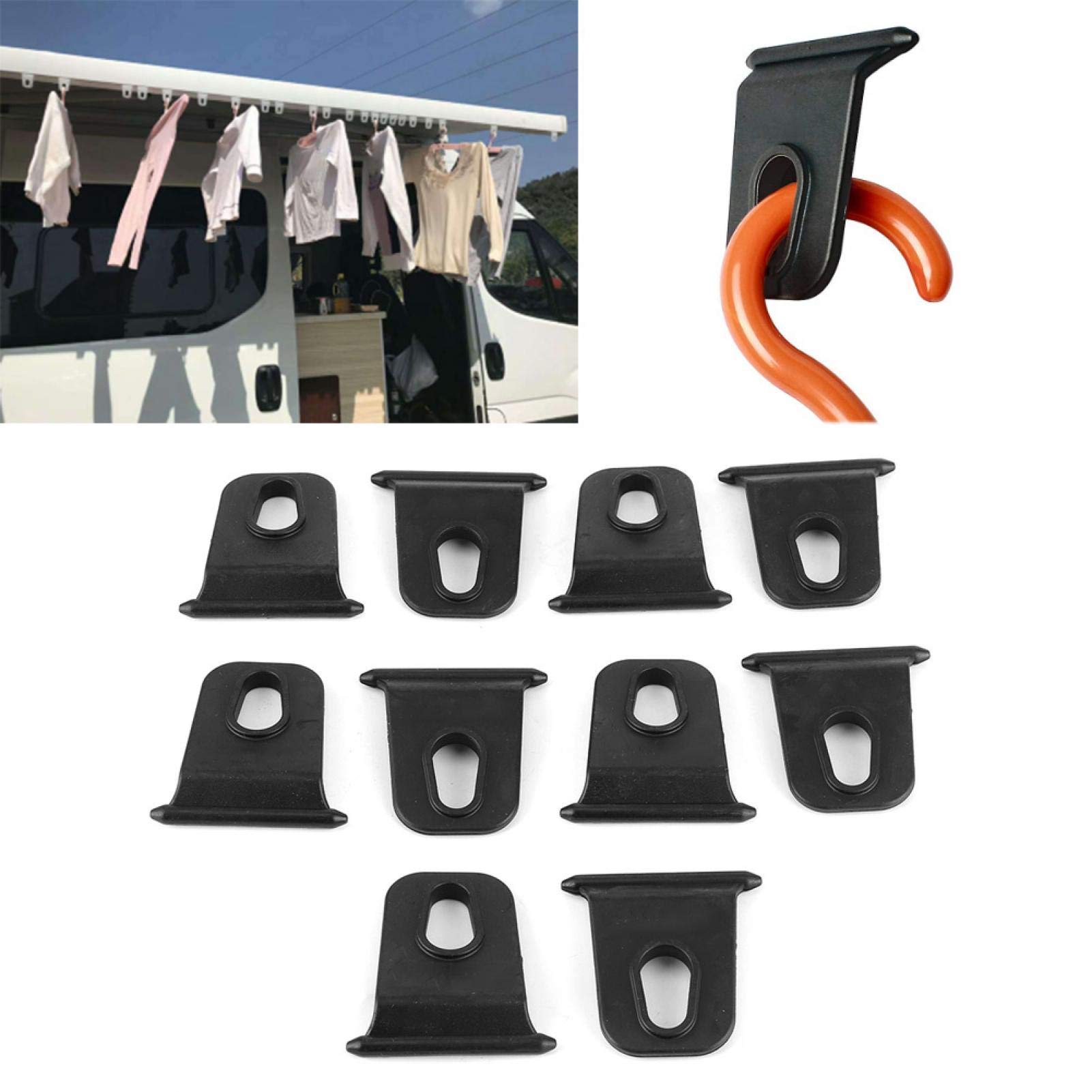 Kederleisten Haken,Markisenhaken,Laufhaken Für Seilspannmarkise,5mm Rv Markisenhaken Ersatz Markisen Zubehör Kleiderbügel Für Tourenwagen- Schwarz (10er Pack) von Kuuleyn