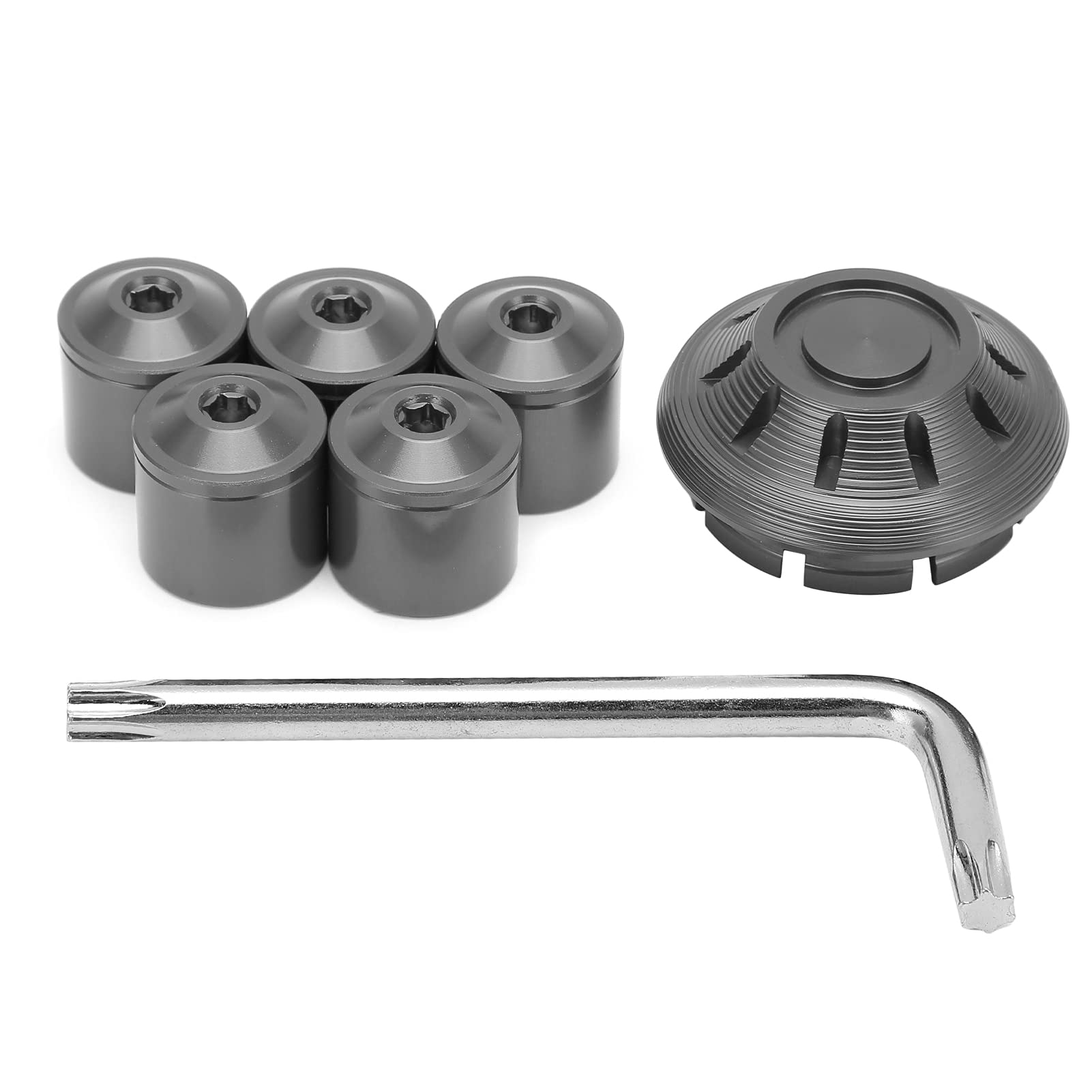 Motorrad Radseitenabdeckung, 6 Stück Aluminiumlegierung Vorder- und Hinterräder Motorrad Radkappe Radseitenabdeckung Ersatz für Piaggio Vespa GTS GTV 250 300 2017-2020(Titanfarbe) von Kuuleyn