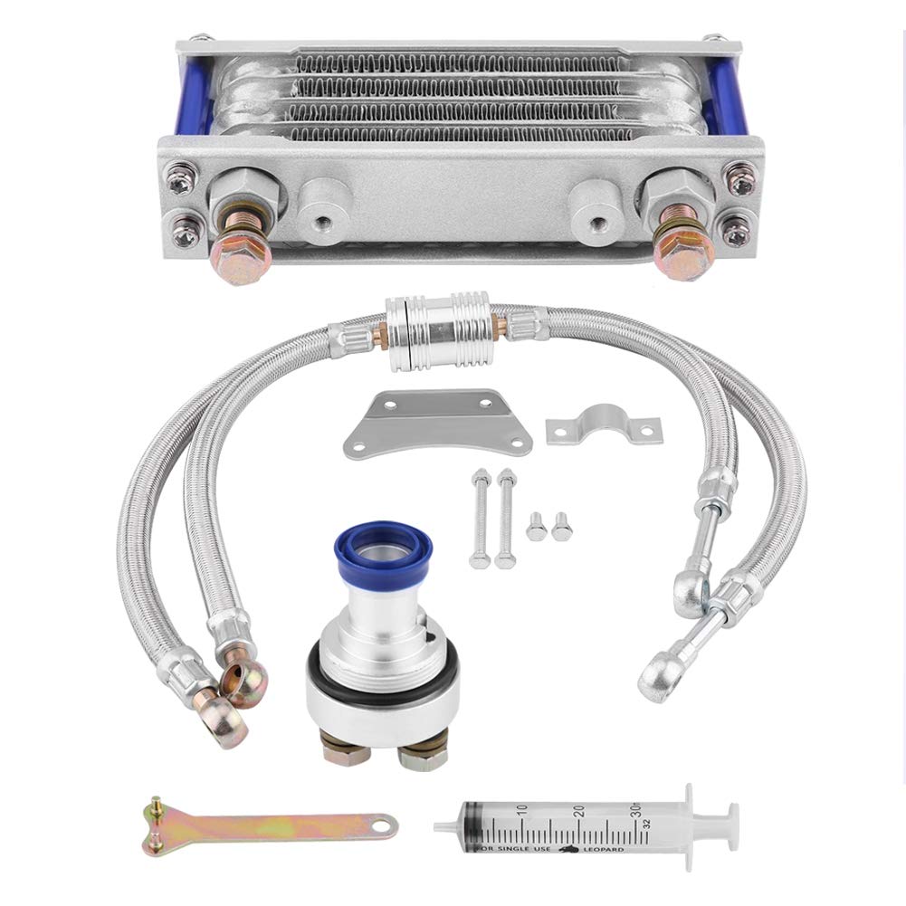 Ölkühler, Motorradmotor Ölkühler Ölkühler Kühler System Kit Fit für CB für CG 100CC-250CC(65ML-Silber) von Kuuleyn