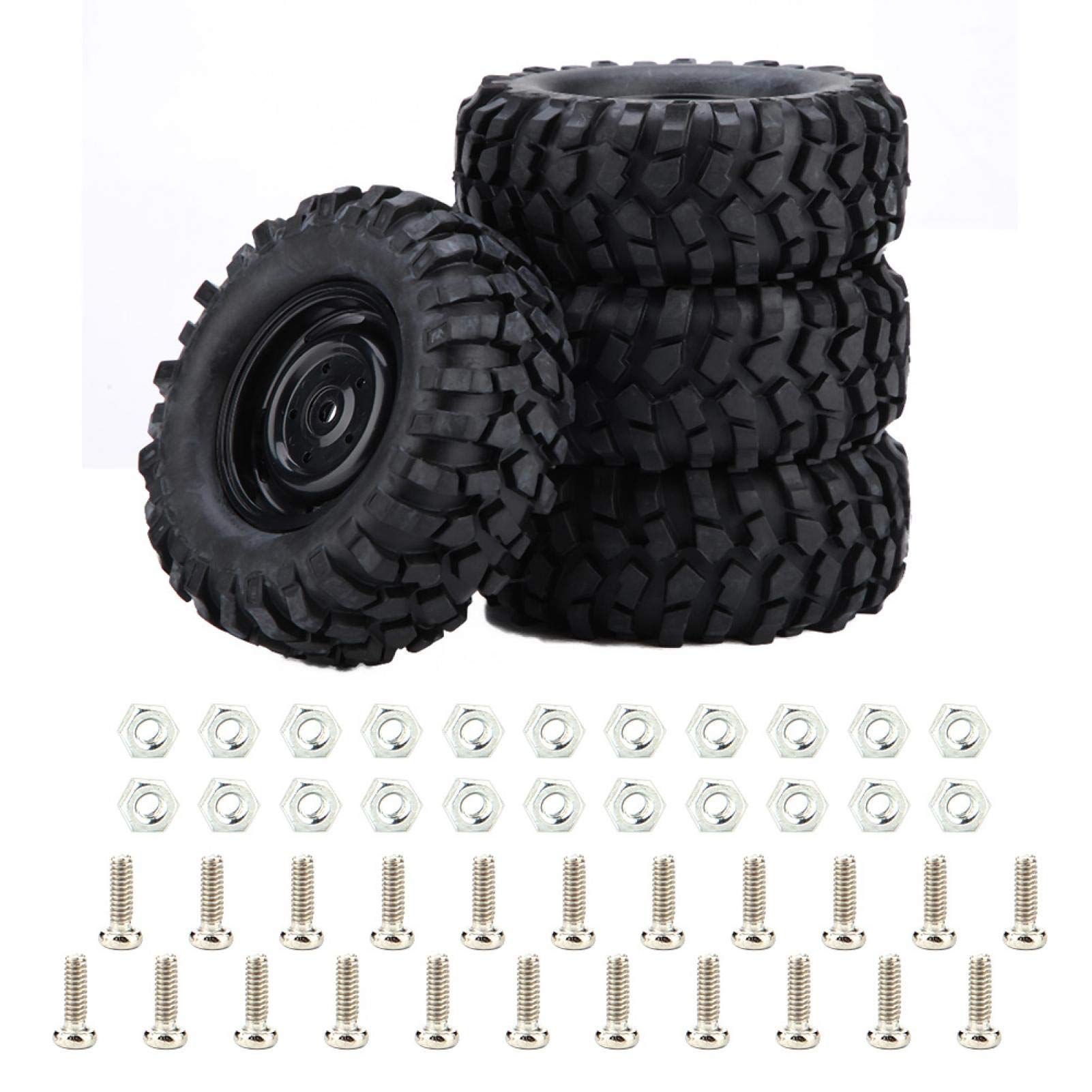 Offroad RC-Reifen, 4 Stück Gummiräder Reifen Langlebiger Raupenfahrzeugreifen mit Anti-Rutsch-Muster für Hsp Redcat Traxxas Axial Scx10 Rc4wd d90 Tamiya Cc01 1/10 Raupen-RC-Teile Offroad RC-Reifen, 4 Stück Gummiräder Reifen Langlebiger Raupenfahrzeugreifen mit Anti-Rutsch-Muster für Hsp Redcat Traxxas Axial Scx10 Rc4wd d90 Tamiya Cc01 1/10 Raupen-RC-Teile von Kuuleyn