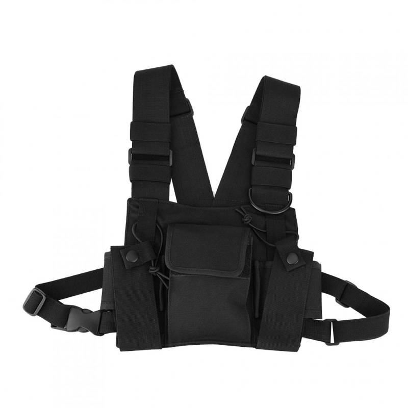 Walkie-Talkie-Brusttasche, hochwertige Nylon-Walkie-Talkie-Brusttasche Universal-Freisprecheinrichtung verstellbare Tasche zum Aufhängen im Dienst Schwarz von Kuuleyn