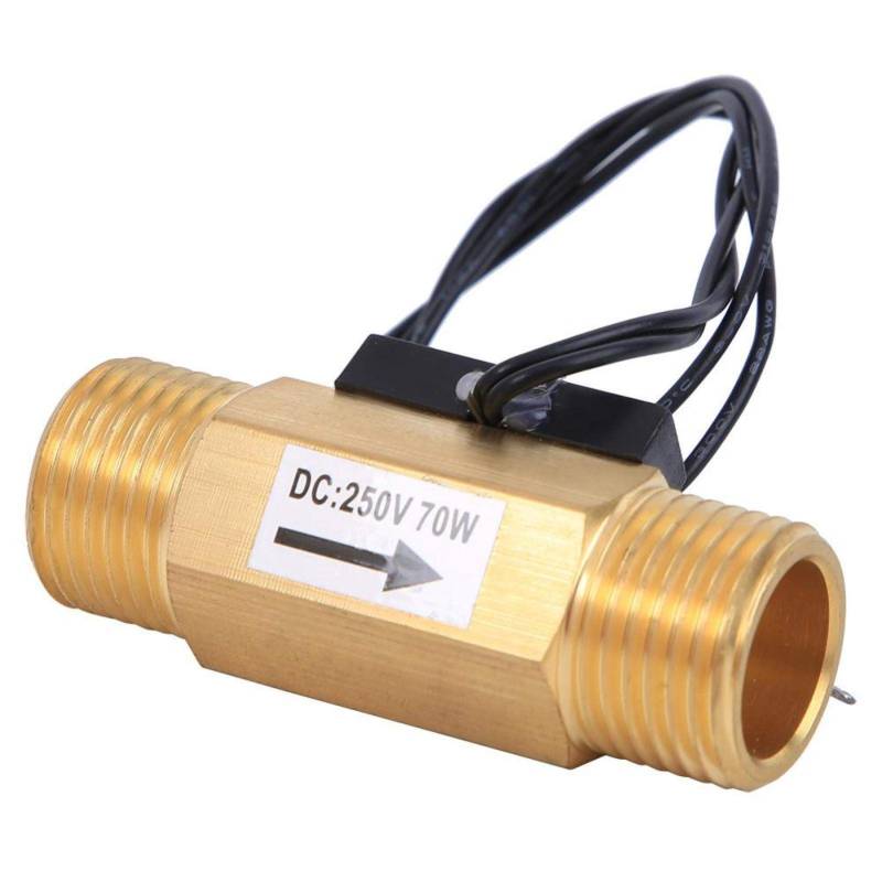 Kuuleyn Wasser-Durchfluss-Sensor, Messing Wasser-Durchfluss-Sensor-Schalter mit 1/2-Zoll-Anschluss elektromagnetische Durchflussmesser Industriezubehör von Kuuleyn