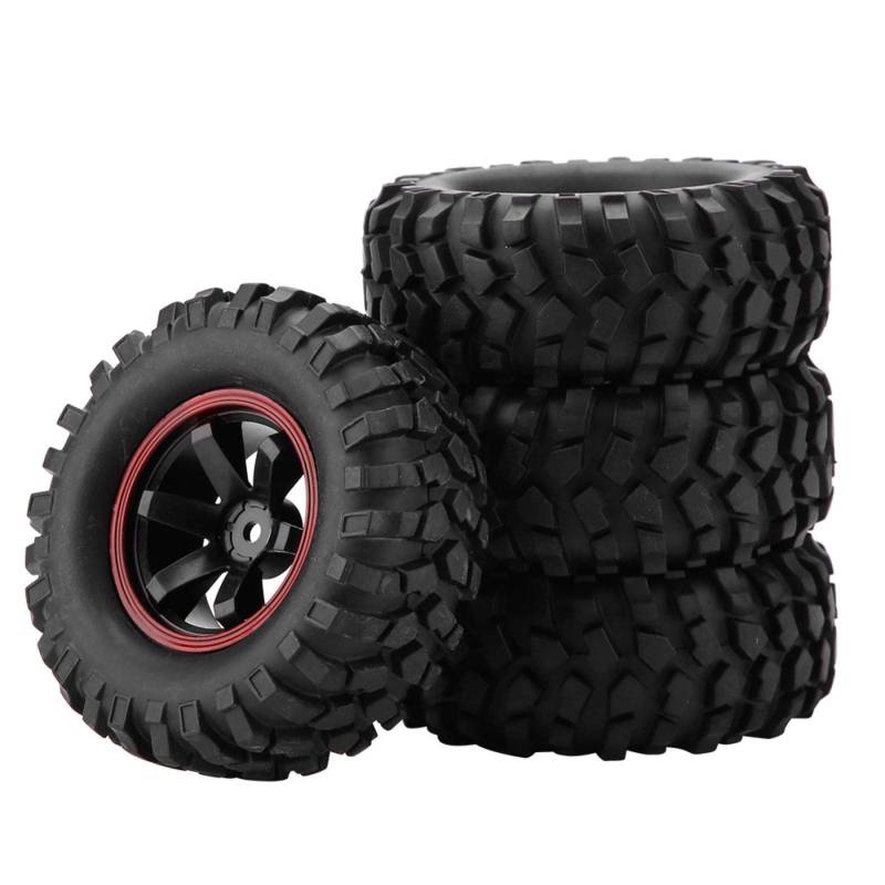 Wunderbarer Reifen, 4 Stück 6-Loch-Radreifen Gummireifen mit schönem Anti-Rutsch-Effekt und hoher Sicherheitsleistung für RC-Crawler im Maßstab 1:10 von Kuuleyn