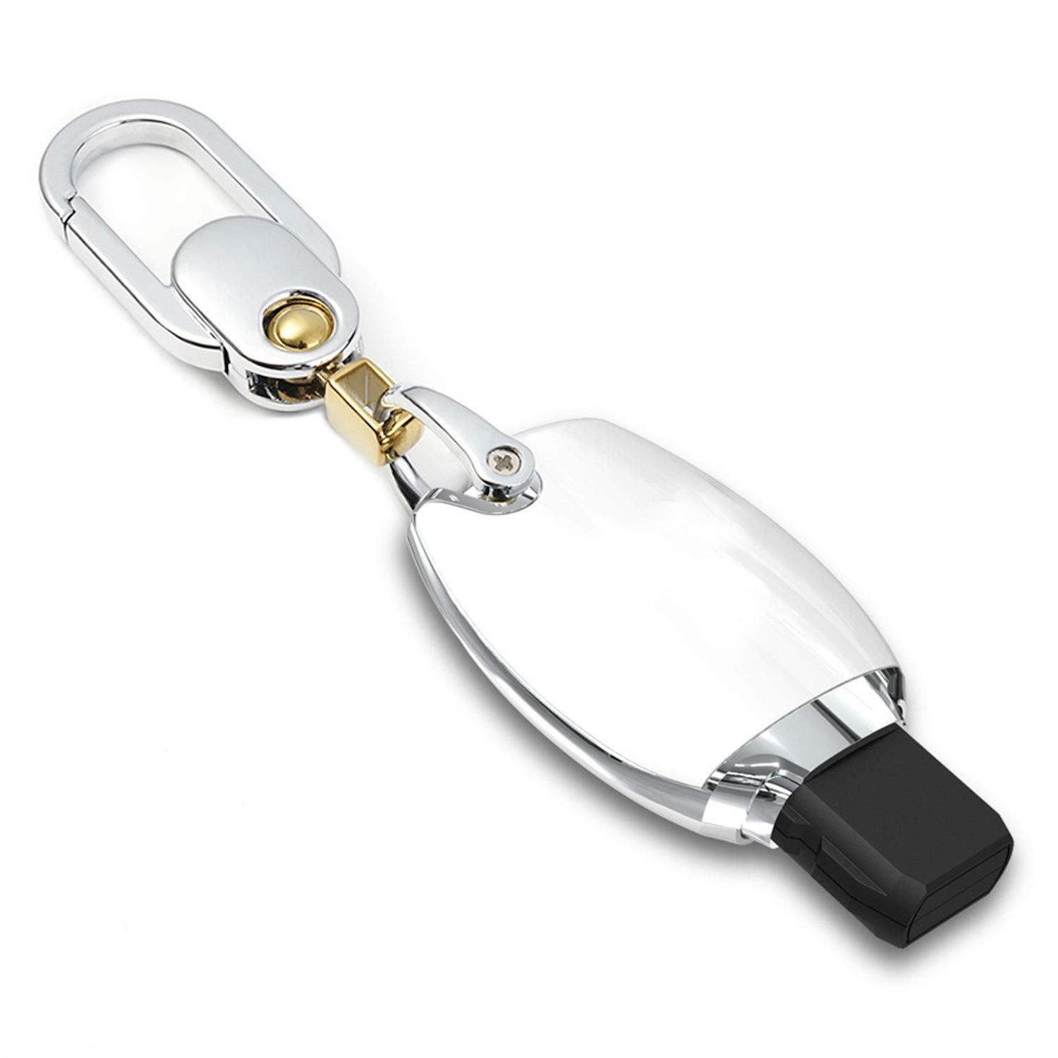 Kwak's Autoschlüssel Abdeckung ABS Kunststoff Schlüsselhalter Fall für Mercedes Benz Plug-in Schlüssel Smart Control mit Zink-Legierung Schlüsselanhänger(weiß) von Kwak's