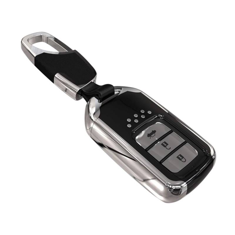 Kwak's Honda ABS Key Case Autoschlüssel Abdeckung Kompatibel für Honda CRV CRIDER Jade XRV VEZEL Odyssey Accord Civic 2/3/4-Tasten-Smart-Fernbedienung Schlüsselanhänger mit kurzer Schnalle(A-schwarz) von Kwak's