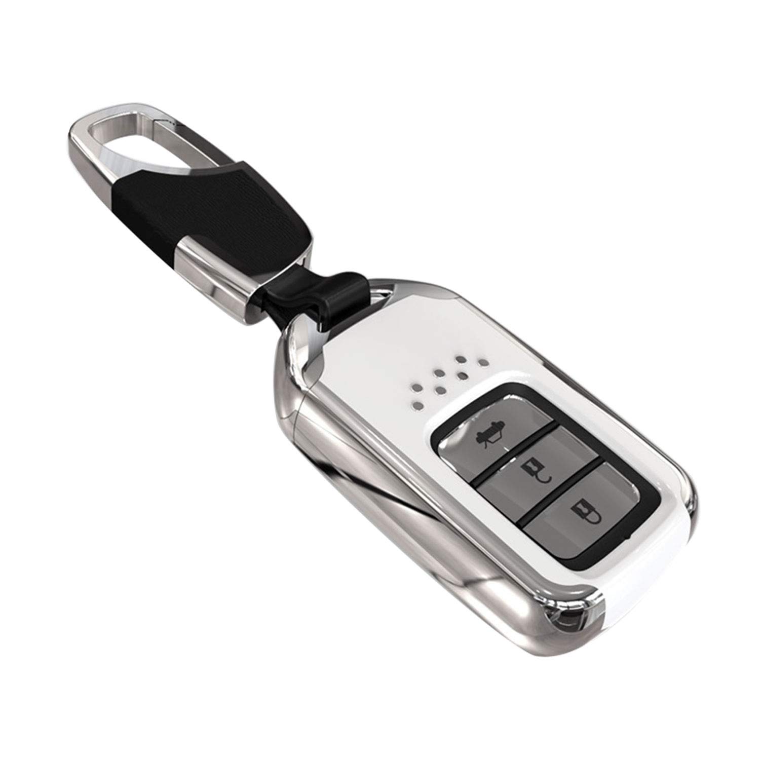 Kwak's Honda ABS Key Case Autoschlüssel Abdeckung Kompatibel für Honda CRV CRIDER Jade XRV VEZEL Odyssey Accord Civic 2/3/4-Tasten-Smart-Fernbedienung Schlüsselanhänger mit kurzer Schnalle(A-weiß) von Kwak's