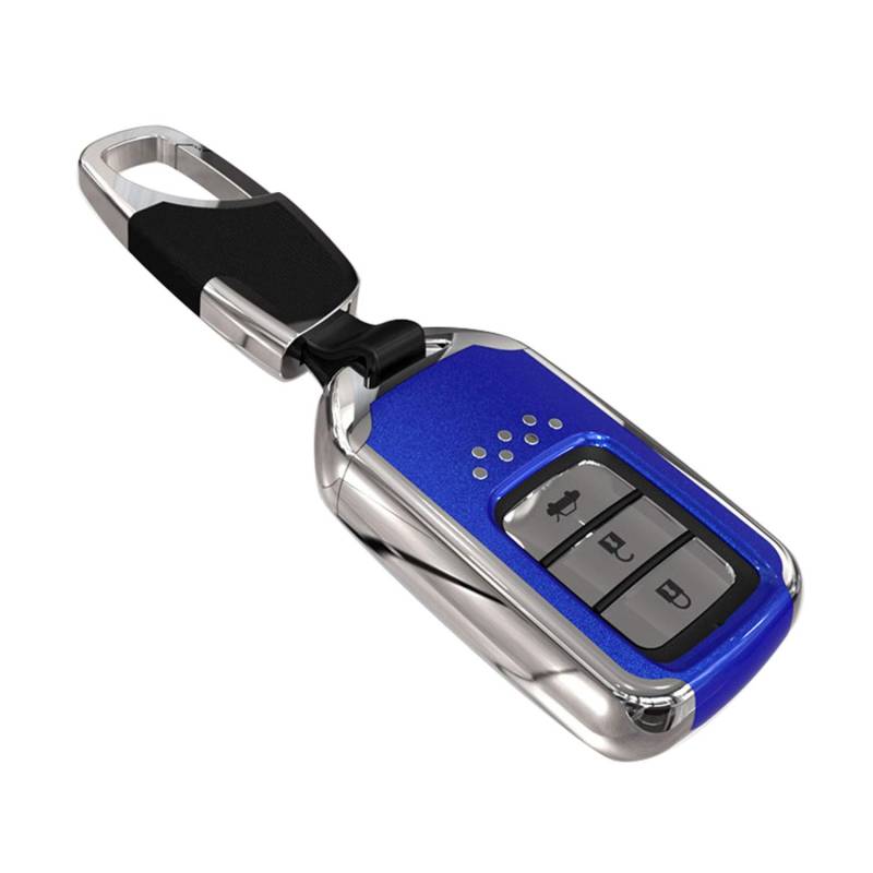 Kwak's Honda ABS Key Case Autoschlüssel Abdeckung Kompatibel für Honda CRV CRIDER Jade XRV VEZEL Odyssey Accord Civic 2/3/4-Tasten-Smart-Fernbedienung Schlüsselanhänger mit kurzer Schnalle(A-blau) von Kwak's