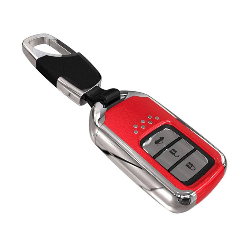 Kwak's Honda ABS Key Case Autoschlüssel Abdeckung Kompatibel für Honda CRV CRIDER Jade XRV VEZEL Odyssey Accord Civic 2/3/4-Tasten-Smart-Fernbedienung Schlüsselanhänger mit kurzer Schnalle(A-rot) von Kwak's