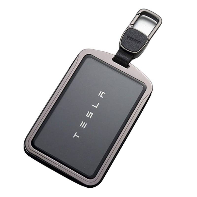 Kwak's Kartenhalter Kompatibel für Tesla Modell 3 Aluminiumlegierung Schlüsselabdeckung Gehärtetes Glasabdeckung All-Inclusive Kartenschutz(1#grey) von Kwak's