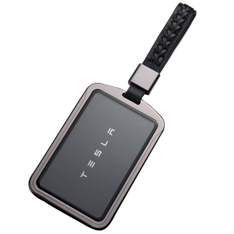 Kwak's Kartenhalter Kompatibel für Tesla Modell 3 Aluminiumlegierung Schlüsselabdeckung Gehärtetes Glasabdeckung All-Inclusive Kartenschutz(2#Grey) von Kwak's