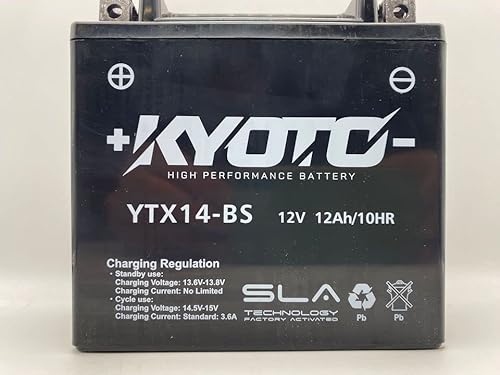Kyoto Batterie AGM YTX14-BS SLA Ersatzbatterie für Kawasaki ZRX S 1200 2001/2003 von Kyoto