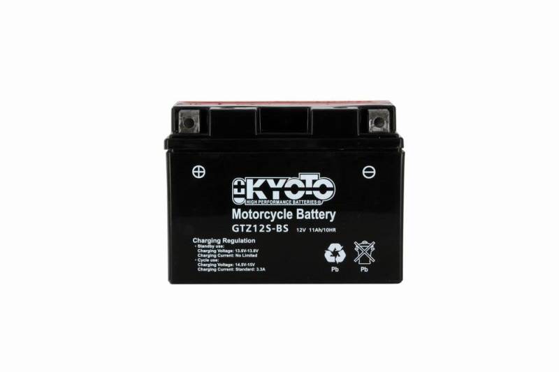 Motorradbatterie Kyoto GTZ12S-BS (YTZ12S), wartungsfrei, 12 V, 11 Ah, Maße: 150 x 87 x 110 mm von Kyoto