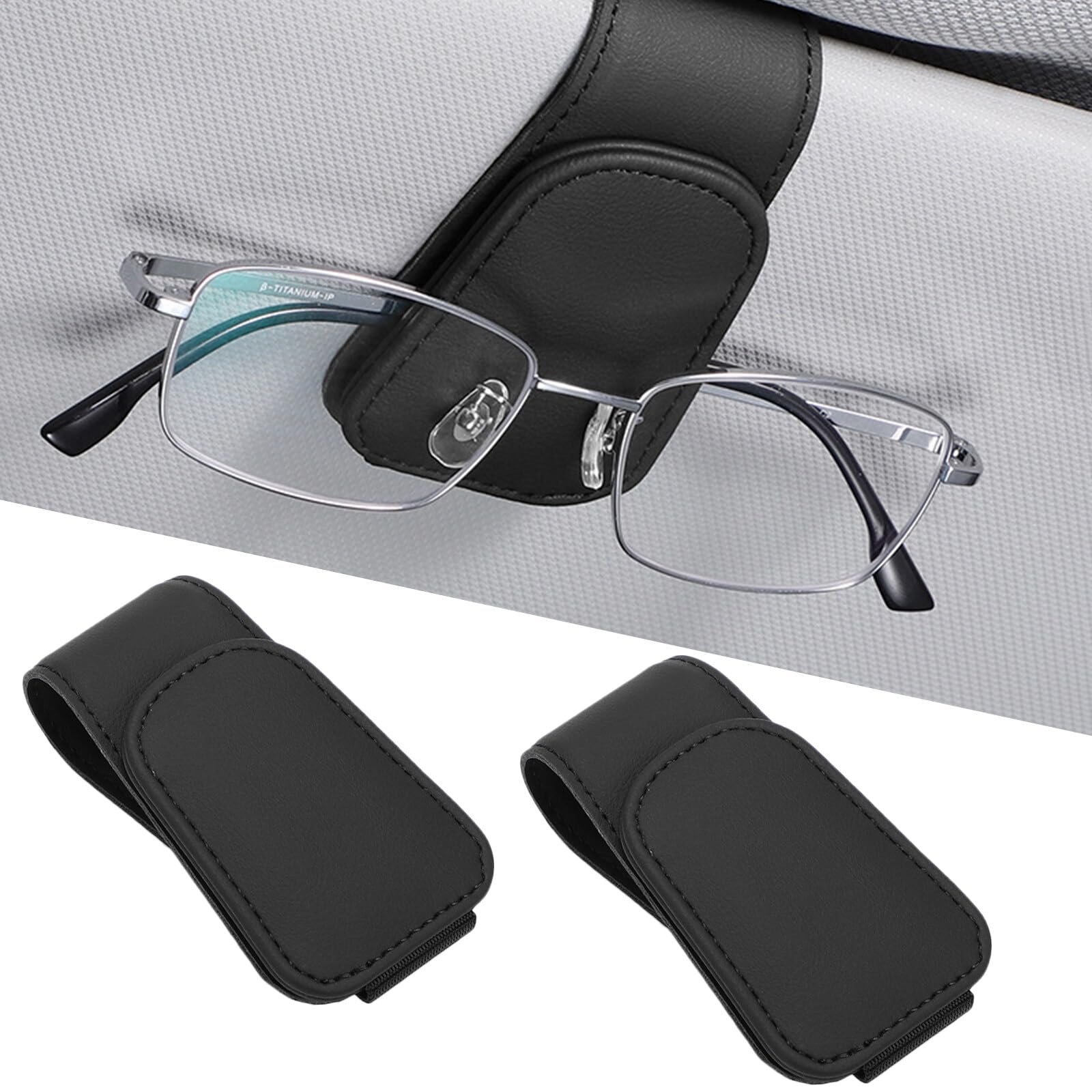 Kytpyi Brillenhalter für Auto, Sonnenbrillenhalterung Auto, 2 Stücke Magnetische Leder Brillenhalterung Auto für Auto Sonnenblende, Kratzfestes Feines Brillenetui Auto für Brille Karte Ticket(Schwarz) Kytpyi Brillenhalter für Auto, Sonnenbrillenhalterung Auto, 2 Stücke Magnetische Leder Brillenhalterung Auto für Auto Sonnenblende, Kratzfestes Feines Brillenetui Auto für Brille Karte Ticket(Schwarz) von Kytpyi