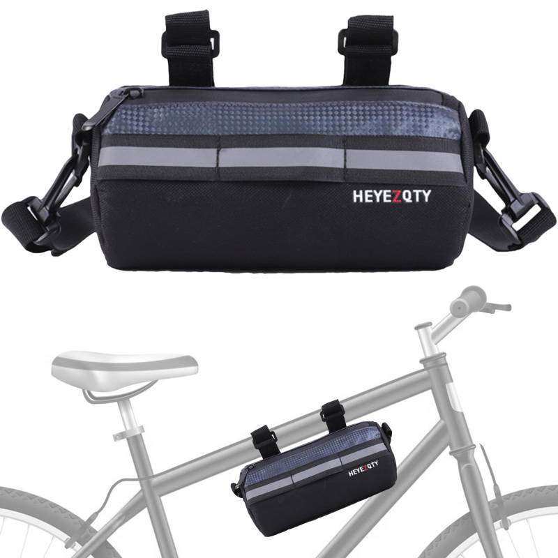 Kytpyi Lenkertasche Fahrrad, Fahradtasche, 2L wasserdichte Fahrradtasche Lenker mit 1 Verstellbarer Schultergurt Reflexband, Strapazierfähig Fahrrad Lenkertasche für MTB Elektrofahrrad (Grau) von Kytpyi