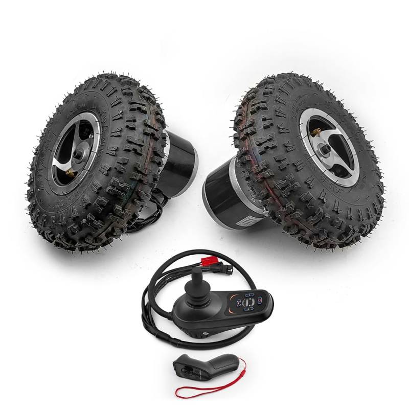 25,4 cm (10 Zoll) Rad 24 V 500 W Dual Drive Motor Kit 4.10-4 Offroad-Reifen 2WD Joystick Fernbedienung für Elektro-Trolley Wagen Fahrrad ... (Remote Joystick, maximale Geschwindigkeit 4 km/h) von L-faster
