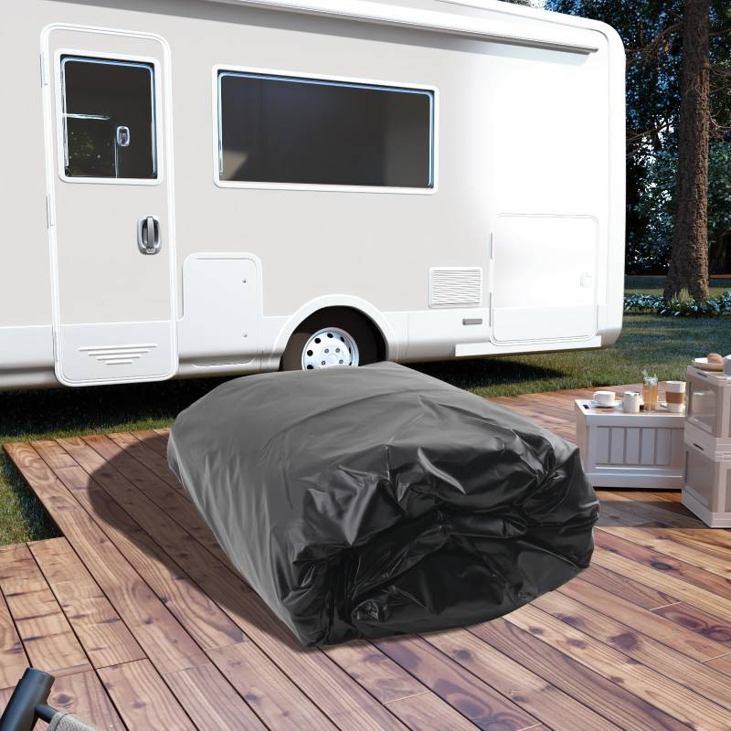 QAVODB Wohnmobil Abdeckung Schutzhülle Abdeckplane Dachschutz Dachschutzplane Plane Dachplane Caravan für Wohnwagen und Wohnmobile, 3x6.5m(Schwarz) von L-home