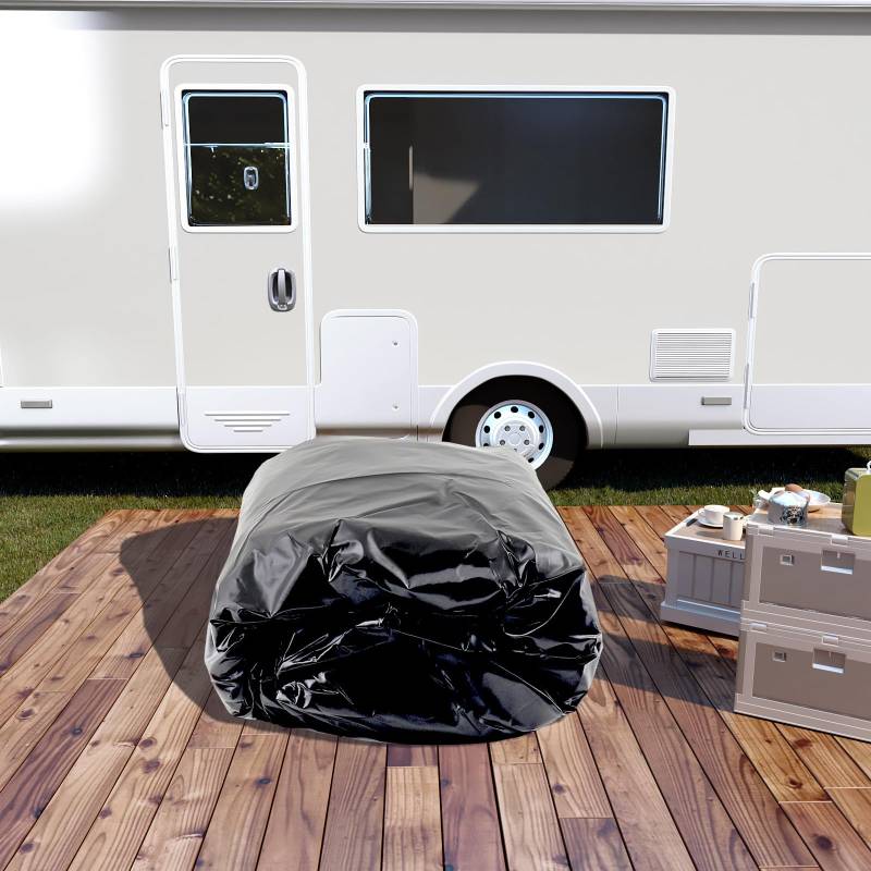 QAVODB Wohnmobil Abdeckung Schutzhülle Abdeckplane Dachschutz Dachschutzplane Plane Dachplane Caravan für Wohnwagen und Wohnmobile, 3x7.5m(Schwarz) von L-home