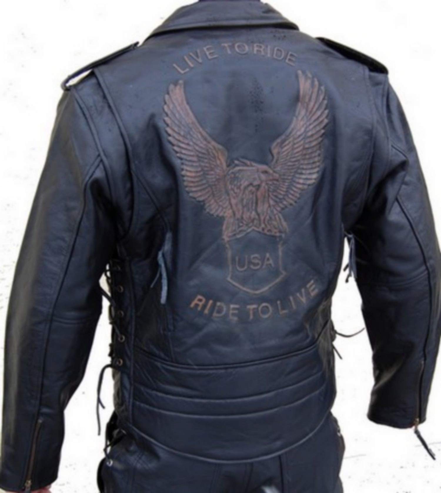 Lederjacke Leder Jacke für Biker Chopper Mottoradjacke Motorrad Rocker Punk von L&J