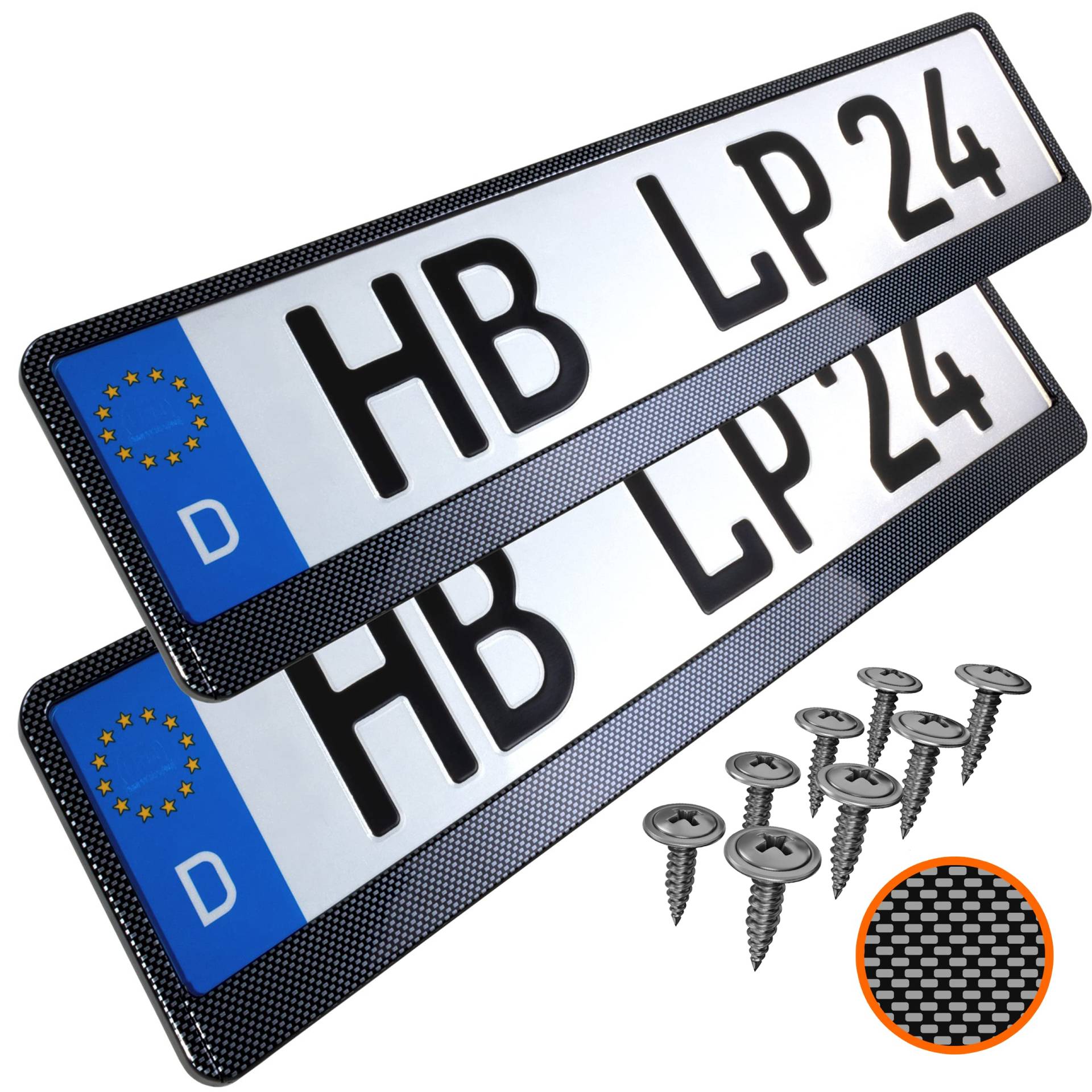 L & P Car Design L&P A163 2 STK Kennzeichenhalter Auto Nummernschildhalter Carbon Kennzeichenhalterung von L & P Car Design